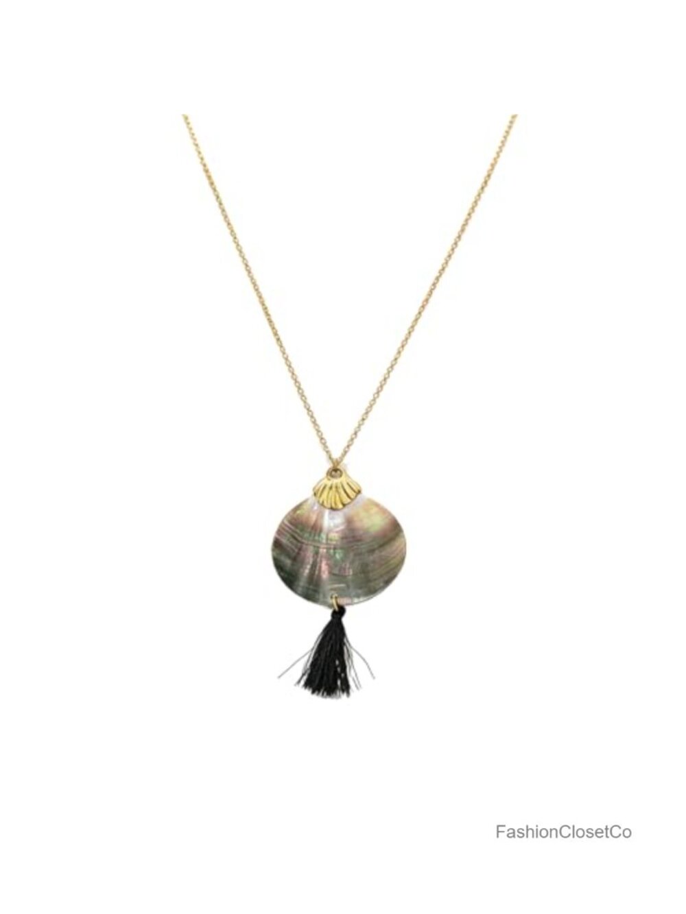 Boho Shell Tassel Pendant Necklace Big Disc Sweater Chain Geometric Statement